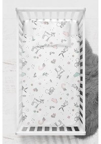 Biała pościel dziecięca do łóżeczka z bawełny renforcé 100x150 cm Flowers – Mijolnir