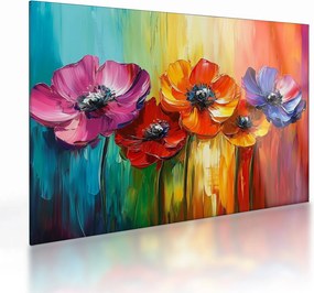 Obraz na szkle - Pięć kolorowych kwiatów (70x50 cm)