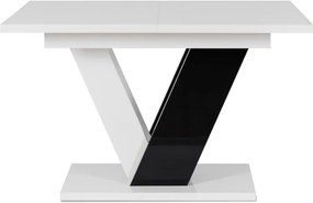 Stół Prostokątny Rozkładany CLARK 120-160 cm Czarny/Biały Połysk Glamour