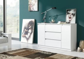 Komoda NUDO - Biały / Front Biały / Mat / 120 cm / 3 szuflady