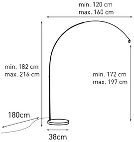 Luk Nowoczesna lampa łukowa stalowa XL regulowana bez klosza klasyczny/Antyczny Oswietlenie wewnetrzne