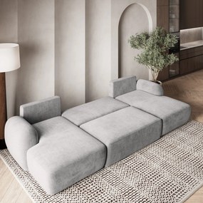 Masseno Narożnik SAVONA z funkcją spania i pojemnikiem na pościel Narozniki U, Rozkładana sofa - Jasnoszary, PAROS 05