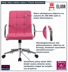 Różowy biurowy fotel obrotowy L6-B54