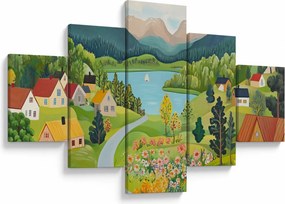 Obraz - Wioska w górach (125x70 cm)