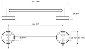 SAPHO XR410 X-Round E wieszak na ręczniki 65 cm, srebrny