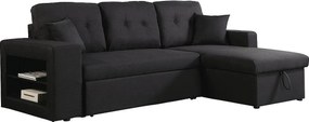 Kanapa narożna rozkładana "Axel" - 3 miejsca - Czarna