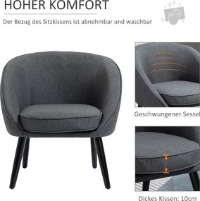 HOMCOM Krzesło do jadalni krzesło do salonu krzesło tapicerowane nowoczesny poliester drewno szary