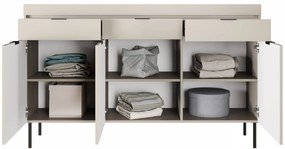 Komoda trzydrzwiowa Sentia 157 z trzema szufladami - kaszmir / czarny