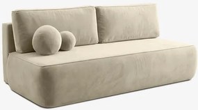 Sofa z Funkcją Spania ARVETO Kremowa Welurowa Nowoczesna