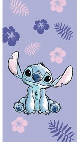 Fioletowy bawełniany ręcznik dziecięcy 70x140 cm Lilo and Stitch – Jerry Fabrics