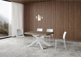 Stół rozkładany Volantis w kolorze gołębiej szarości 120/224x90 cm z białymi nogami