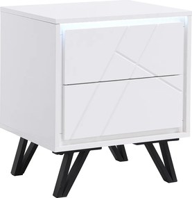 Szafka nocna z 2 szufladami – Oświetlenie LED – MDF – Biały lakierowany – SALIANO