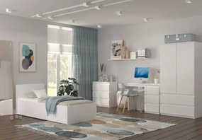 Szafa Asmara 90 cm biała – szafa z półkami, drążkiem i szufladami do sypialni