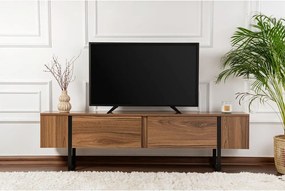 Szafka pod TV w dekorze orzecha w ciemnym naturalnym kolorze 180x50x29,5 cm Serenity – Kalune Design