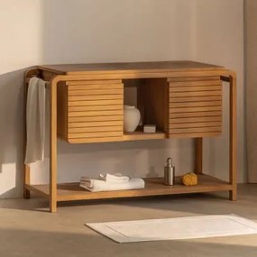 Zestaw Mebli Łazienkowych Bradley Z Drewna Tekowego Without Sink & Bezlusterkowiec & Bez Kranu & ↔︎ 120 Cm - Sklum