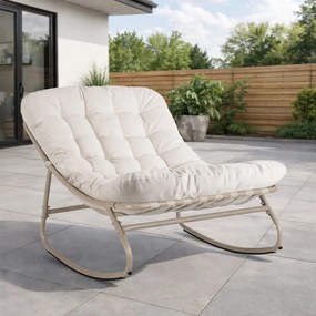 Bujany fotel na taras Aurora z pikowaną poduchą, beżowy, podstawa kaszmir