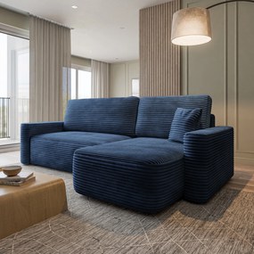 Masseno Narożnik NERI z funkcją spania i pojemnikiem na pościel Narozniki L, Rozkładana sofa - Niebieski, TILIA 77