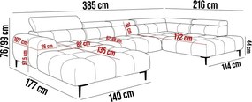 Narożnik PLAZA XL Prawostronny z elektryczną regulacją siedziska Tkanina EDEN 12 WERSAL