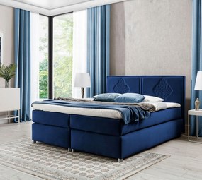 Granatowe łóżko welurowe z zagłówkiem 5 rozmiarów C9-A39
