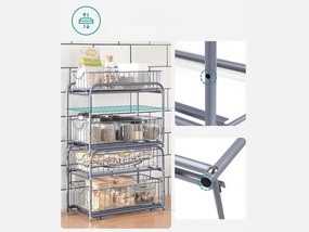 Organizer z wysuwanymi koszami SOLIDO do układania w stos, szary