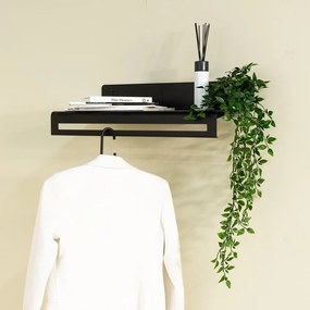 Czarny metalowy wieszak ścienny z półką 60 cm Sway – Spinder Design
