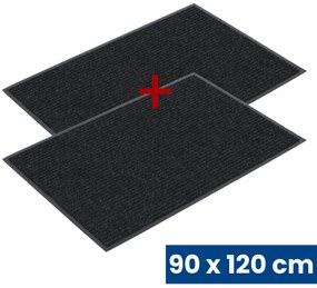Trwała mata wejściowa z PVC 1+1 GRATIS, dywanowa, 90 x 120 cm, czarna