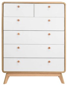 Biało-naturalna wysoka komoda w dekorze dębu 81x104 cm Caitlin – Støraa