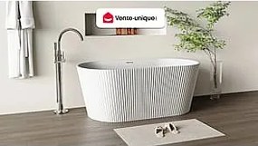 Wanna wolnostojąca ryflowana - 255 l - 149 x 73 x 58 cm - Biały mat - Akryl - COBIANA