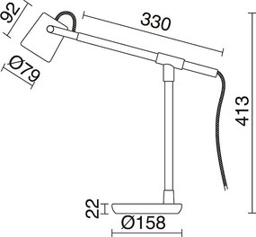 Lampa sto?owa BRANCH z drewna i stali - wys. 41,3 cm - IP20, kabel 2 m - w?./wy?. - gu10 - 9W - czarny