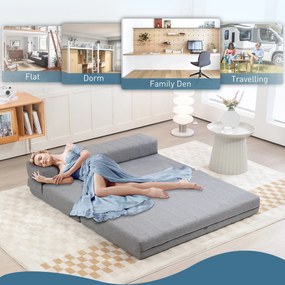 HOMCOM Składany fotel z funkcją łóżka, łóżko dla gości, składane, do 250 kg, 138x80x50 cm, Szary