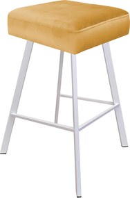 Hoker MAX krzesło barowe tkanina Welur podstawa metalowa : Kolor nogi - Biały profil, Kolor tkaniny - VELVET - MG15, Typ siedziska - Siedzisko stałe