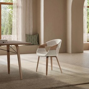 Beżowe tapicerowane fotele jadalniane zestaw z podłokietnikami 2 szt. Elif – MOME