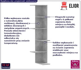 Minimalistyczna półka ścienna szarość betonu - Efez