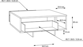 Loftowy stolik kawowy z szufladami i półkami Jokkaz 5114 dąb Flagstaff/czarny