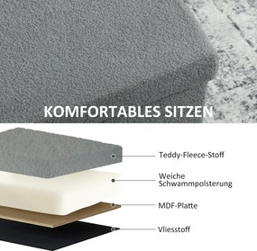 HOMCOM Puf do przechowywania, tapicerowana ławka z pojemnikiem i pokrywą do salonu, sypialni, korytarza, Ciemnoszary