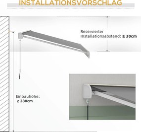 Outsunny Markiza, elektryczna/ręczna, w pełni kasetowa, pilot zdalnego sterowania, rama aluminiowa, 4 x 3 m, Jasnoszary