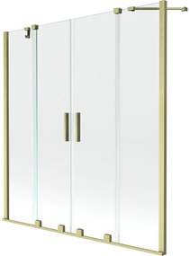 Mexen Velar Duo parawan nawannowy 2-skrzydłowy rozsuwany 150 x 150 cm, transparent, złoty szczotkowany - 896-150-000-02-55