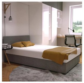 Tapicerowane łóżko z pojemnikiem na pościel i materacem DARIA 120x200 cm szare