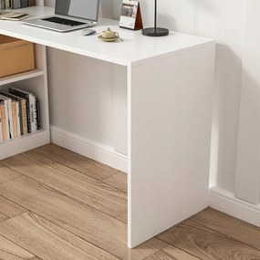 Białe biurko z półkami 125x50x181 cm – Ergonomiczna powierzchnia robocza o nowoczesnym designie