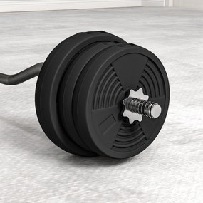 SPORTNOW Zestaw sztangi 25 kg Antypoślizgowy gryf typu curl z 6 obciążeniami, powłoka PVC, stalowy gryf | Aosom PL