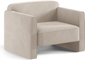 Beżowy aksamitny fotel Abby – Micadoni