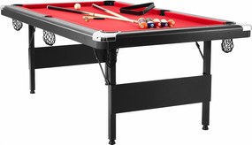 Stół Konwertowalny, SucceBuy 213 cm Pool Table, Przenośny Stół Bilardowy z Czerwonym Suknem do Pokoju Gier