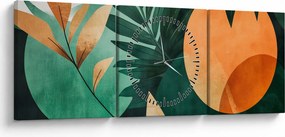 Obraz - Geometryczne motywy naturalne (z zegarem) (90x30 cm)