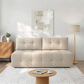Sofa z Funkcją Spania MORANA Kremowa Szenil Nowoczesna
