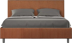 Łóżko bez stelaża tapicerowane 160x200 tkaniny Labirinto 04 Pomarańczowy Adele