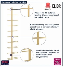 Metalowy złoty uchwyt na butelki H7-H37