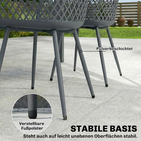 Outsunny Zestaw 4 krzeseł ogrodowych odporne na UV z tworzywa, z podłokietnikami i oparciami, 56 x 51 x 84 cm, ciemnoszare | Aosom PL