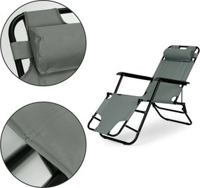 Regulowany leżak ogrodowy składany Tenero 010, szary