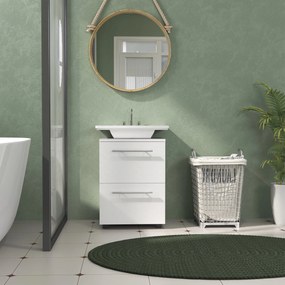 HOMCOM Szafka łazienkowa pod umywalkę z szufladą, Kompaktowa, Płyta wiórowa, Biała