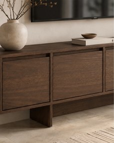 Szafka RTV czterodrzwiowa Zolia 180 cm na cokole - orzech elegant